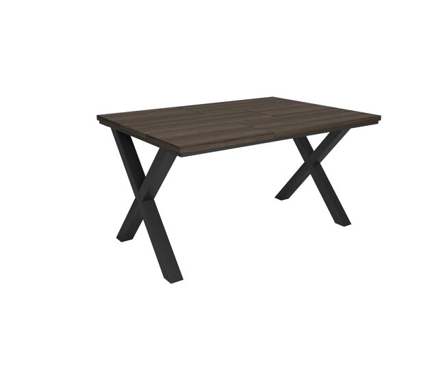 Mesa Comedor, Mesa Fija Cocina y Salón, 140x90x74cm, Para 6 comensales, Muebles Comedor, Estilo Industrial, Roble oscuro