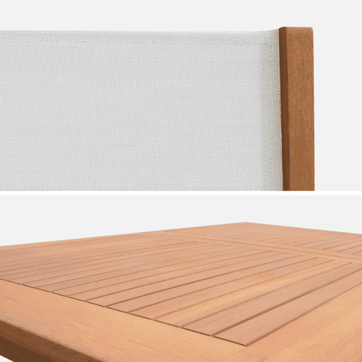 Mesa de jardim extensível em madeira, 6 cadeiras, Mesa Almeria 180 cm + 6 cadeiras, Madeira, 180x80x75 cm