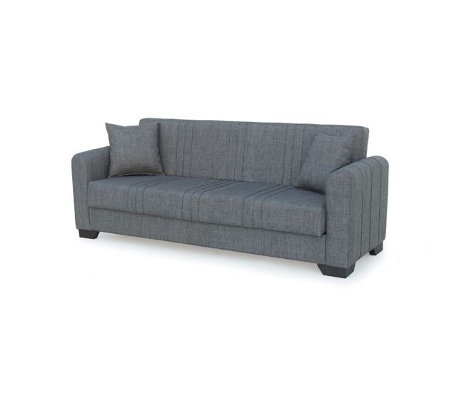Sofá cama Deva 3 plazas con almacenamiento gris 84x215x85 cm