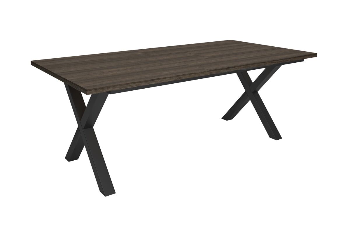 Mesa comedor, mesa fija cocina y salón, 194x90x74cm, para 10 comensales, muebles comedor, estilo industrial, roble oscuro