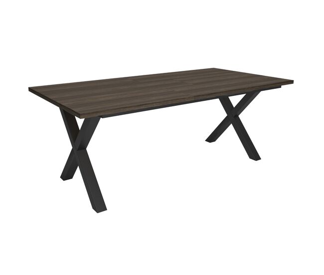 Mesa Comedor, Mesa Fija Cocina y Salón, 194x90x74cm, Para 10 Comensales, Muebles Comedor, Estilo Industrial, Roble oscuro