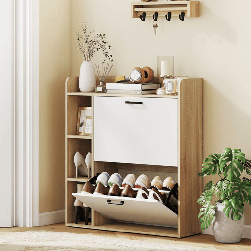 HOMCOM Sapateira Estreita 2 Portas Sapateira para Entrada Corredor com 3 Prateleiras Laterais e Prateleiras Ajustáveis para 15 Pares de Sapatos Para Corredor Espaço Reduzido 83x24x90,5 cm Madeira e Branco HOMCOM Sapateira Estreita 2 Portas Sapateira para Entrada Corredor com 3 Prateleiras Laterais e Prateleiras Ajustáveis para 15 Pares de Sapatos Para Corredor Espaço Reduzido 83x24x90,5 cm Madeira e Branco