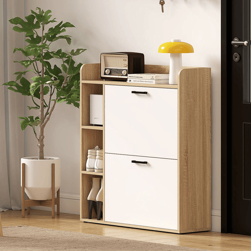 HOMCOM Sapateira Estreita 2 Portas Sapateira para Entrada Corredor com 3 Prateleiras Laterais e Prateleiras Ajustáveis para 15 Pares de Sapatos Para Corredor Espaço Reduzido 83x24x90,5 cm Madeira e Branco HOMCOM Sapateira Estreita 2 Portas Sapateira para Entrada Corredor com 3 Prateleiras Laterais e Prateleiras Ajustáveis para 15 Pares de Sapatos Para Corredor Espaço Reduzido 83x24x90,5 cm Madeira e Branco