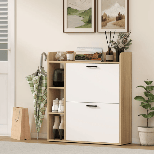HOMCOM Sapateira Estreita 2 Portas Sapateira para Entrada Corredor com 3 Prateleiras Laterais e Prateleiras Ajustáveis para 15 Pares de Sapatos Para Corredor Espaço Reduzido 83x24x90,5 cm Madeira e Branco HOMCOM Sapateira Estreita 2 Portas Sapateira para Entrada Corredor com 3 Prateleiras Laterais e Prateleiras Ajustáveis para 15 Pares de Sapatos Para Corredor Espaço Reduzido 83x24x90,5 cm Madeira e Branco