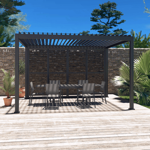 Porta de correr de 4m para a pérgola Triomphe, Acessório Triomphe , Antracite, 370.4x370.4x236.5 cm