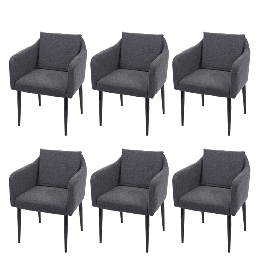 Conjunto de 6 cadeiras de jantar modernas e confortáveis u200Bu200Bem tecidotêxtil cinza escuro 04_0000670