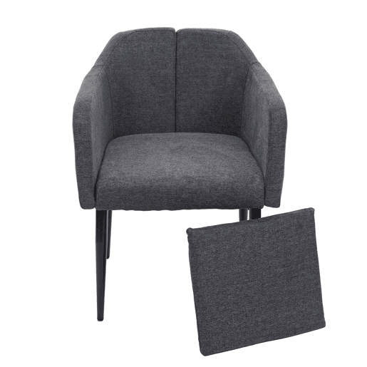 Conjunto de 6 cadeiras de jantar modernas e confortáveis u200Bu200Bem tecidotêxtil cinza escuro 04_0000670