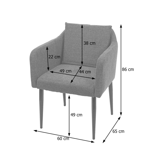 Conjunto de 6 cadeiras de jantar modernas e confortáveis u200Bu200Bem tecidotêxtil cinza escuro 04_0000670