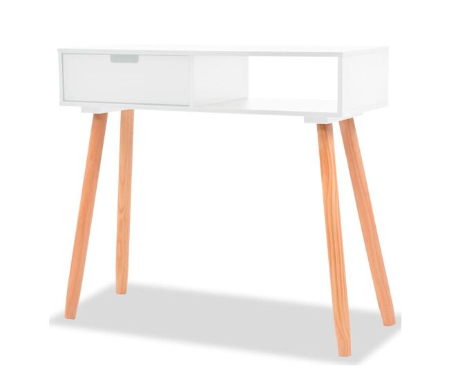 Mesa consola 1 cajón + 1 estante blanco/natural 72x80x30 cm