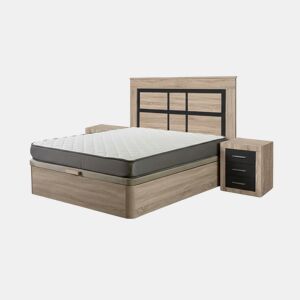 Conjunto de cama box Cambria de 135 cm + colchão + cabeceira e 2 mesas de cabeceira, Cambria e Grafite