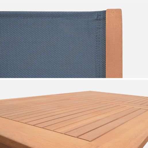 Mesa de jardim extensível em madeira, 6 cadeiras, Mesa Almeria 180 cm + 6 cadeiras, Madeira, 180x80x75 cm