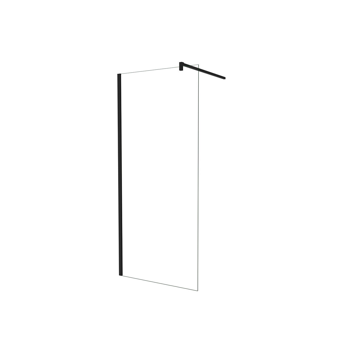 Walk in mampara de ducha fija frontal 1 hoja sin marco exterior,cristal templado antical 5mm con barra 140cm,perfil negro mate,(780-800)x1900mm