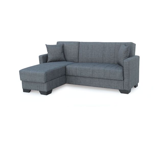 Sofá cama chaiselongue Helen 3 plazas con almacenamiento gris 84x215x60-170 cm