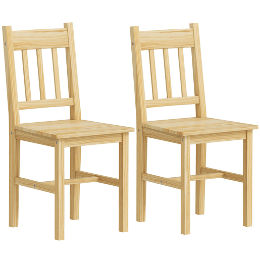 HOMCOM Conjunto de 2 Cadeiras de Sala de Jantar Cadeira de Cozinha com Encosto de Ripas Estrutura de Madeira de Pinho para Sala de Jantar Restaurante Carga Máxima 120 kg 41x46,5x85,5 cm Madeira HOMCOM Conjunto de 2 Cadeiras de Sala de Jantar Cadeira de Cozinha com Encosto de Ripas Estrutura de Madeira de Pinho para Sala de Jantar Restaurante Carga Máxima 120 kg 41x46,5x85,5 cm Madeira