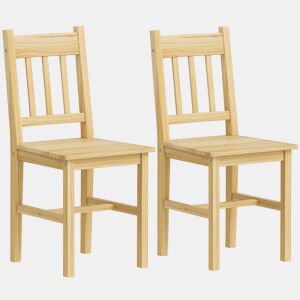 HOMCOM Conjunto de 2 Cadeiras de Sala de Jantar Cadeira de Cozinha com Encosto de Ripas Estrutura de Madeira de Pinho para Sala de Jantar Restaurante Carga Máxima 120 kg 41x46,5x85,5 cm Madeira