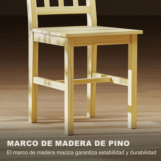 HOMCOM Conjunto de 2 Cadeiras de Sala de Jantar Cadeira de Cozinha com Encosto de Ripas Estrutura de Madeira de Pinho para Sala de Jantar Restaurante Carga Máxima 120 kg 41x46,5x85,5 cm Madeira HOMCOM Conjunto de 2 Cadeiras de Sala de Jantar Cadeira de Cozinha com Encosto de Ripas Estrutura de Madeira de Pinho para Sala de Jantar Restaurante Carga Máxima 120 kg 41x46,5x85,5 cm Madeira