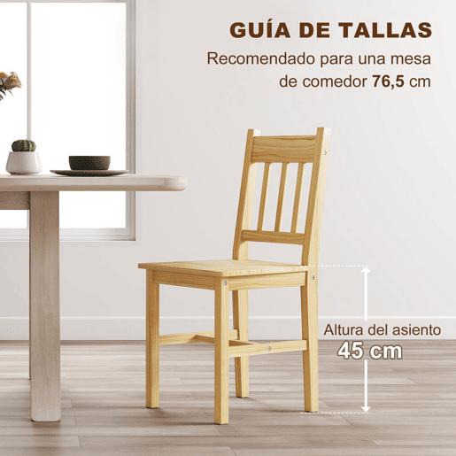HOMCOM Conjunto de 2 Cadeiras de Sala de Jantar Cadeira de Cozinha com Encosto de Ripas Estrutura de Madeira de Pinho para Sala de Jantar Restaurante Carga Máxima 120 kg 41x46,5x85,5 cm Madeira HOMCOM Conjunto de 2 Cadeiras de Sala de Jantar Cadeira de Cozinha com Encosto de Ripas Estrutura de Madeira de Pinho para Sala de Jantar Restaurante Carga Máxima 120 kg 41x46,5x85,5 cm Madeira
