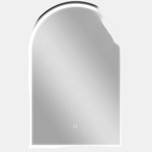 HOMCOM Espelho de Casa de Banho com Luz 60x90 cm Espelho de Parede Arqueado 3 Cores de Luz Brilho Regulável Função Antiembaçiamento Memória Interruptor Tátil Moldura de Alumínio IP44 Preto