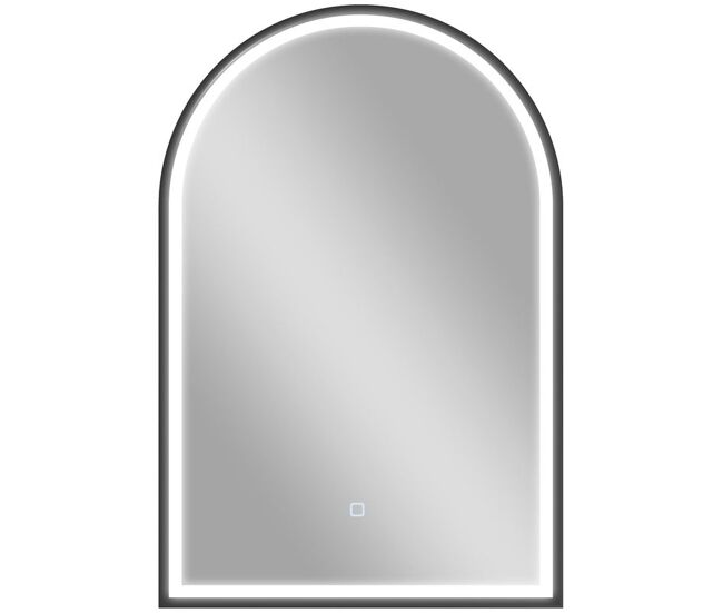 Homcom espejo de baño con luz, 60x90 cm, espejo de pared arqueado, 3 colores de luz, brillo regulable, función antivaho, memoria, interruptor táctil, marco de aluminio, ip44, negro