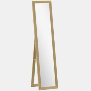 HOMCOM Espelho de Pé de Corpo Inteiro 157x37 cm Espelho de Corpo Inteiro com Suporte 3 Formas de Uso Independente Montagem na Parede e Apoiado para Sala de Estar Entrada, Quarto Carvalho