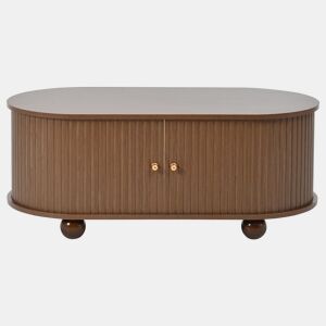 Mesa de centro 100*50*40 cm - Sofá com arrumação, portas deslizantes, 4 pés - Cor nogueira