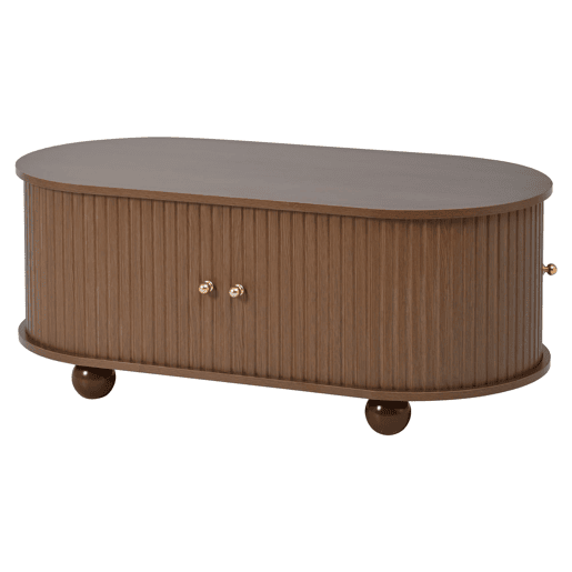Mesa de centro 100*50*40 cm - Sofá com arrumação, portas deslizantes, 4 pés - Cor nogueira Mesa de centro 100*50*40 cm - Sofá com arrumação, portas deslizantes, 4 pés - Cor nogueira