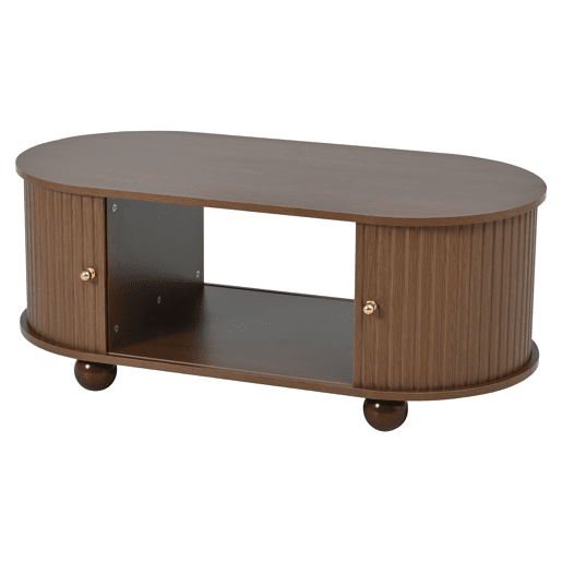 Mesa de centro 100*50*40 cm - Sofá com arrumação, portas deslizantes, 4 pés - Cor nogueira Mesa de centro 100*50*40 cm - Sofá com arrumação, portas deslizantes, 4 pés - Cor nogueira