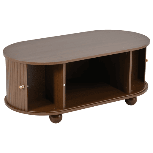 Mesa de centro 100*50*40 cm - Sofá com arrumação, portas deslizantes, 4 pés - Cor nogueira Mesa de centro 100*50*40 cm - Sofá com arrumação, portas deslizantes, 4 pés - Cor nogueira