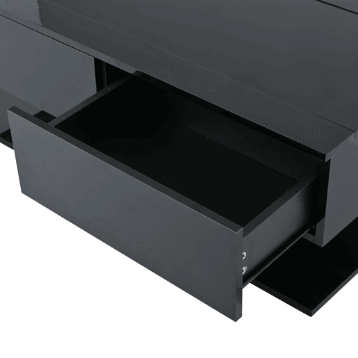 Mesa de centro 100x50x35 cm - Sofá com LED, com gavetas e vidro - Preto