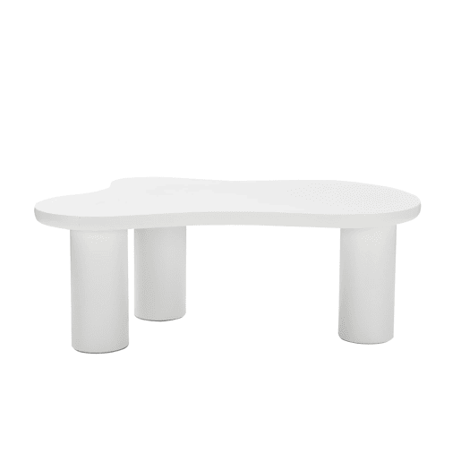 Mesa de centro 107x66x40,5 cm - design irregular em forma de nuvem, MDF e pernas em PVC - Branco