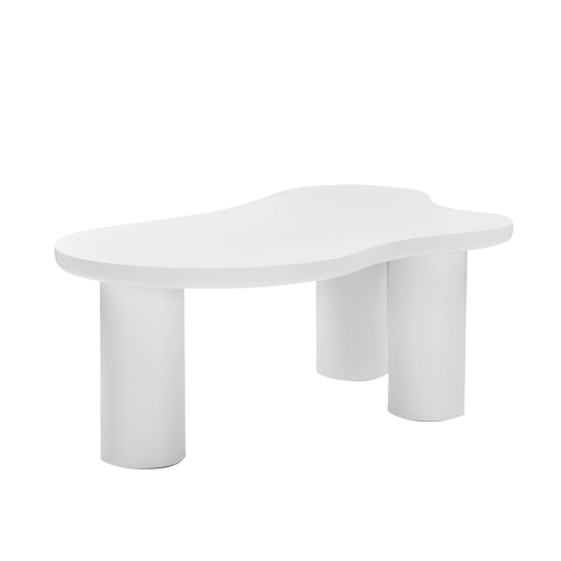 Mesa de centro 107x66x40,5 cm - design irregular em forma de nuvem, MDF e pernas em PVC - Branco