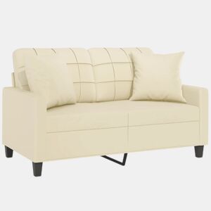 Sofá 2 lugares, Sofá fixo + almofadas decorativas 120cm couro artif. creme