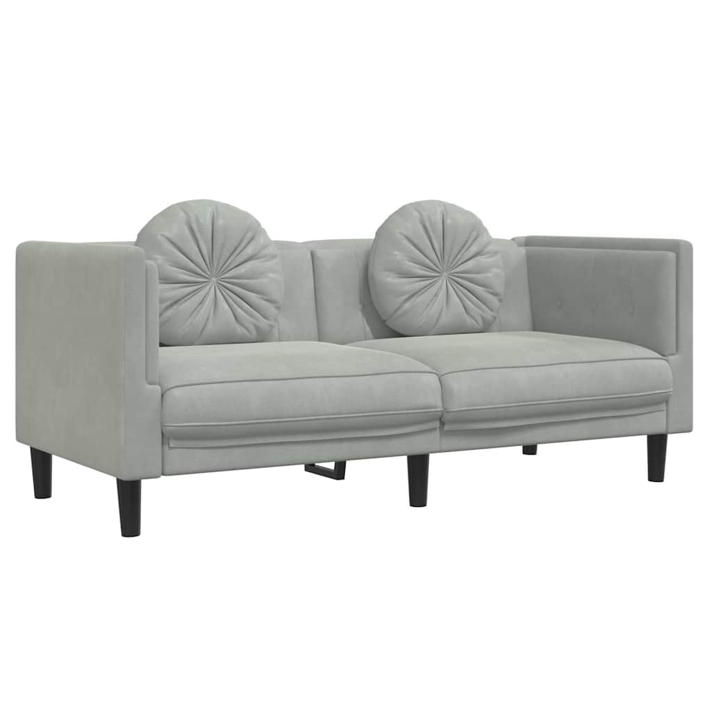 sofa 2 plazas - sofa de salon con cojines terciopelo gris claro