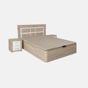 Conjunto de cama box Cambria de 150 cm com cabeceira e 2 mesas de cabeceira nas cores Cambria e branca.