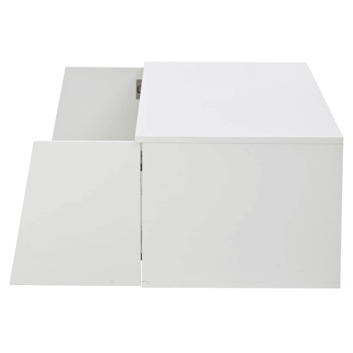 Mesa de centro 100x50x40 cm - Sofá com LED, 2 armários, 1 gaveta, design irregular - Branco