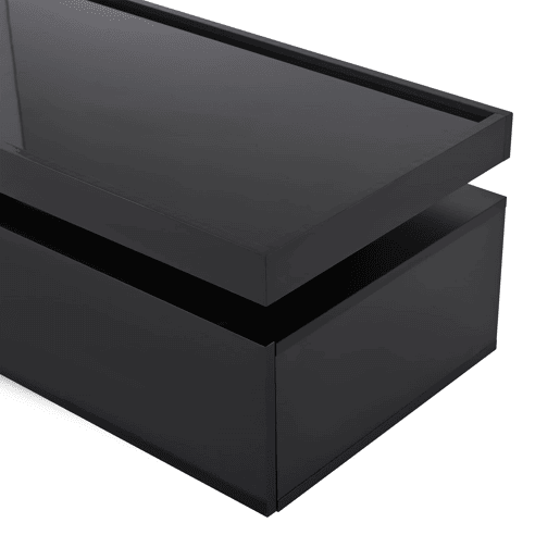 Mesa de centro 95x45x35 cm - LED, 2 gavetas, design geométrico, alto brilho - preto