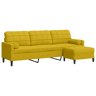 Sofá de 3 lugares - Sofá fixo com apoio de pés 210 cm veludo amarelo