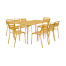 Mesa de jardim com 8 cadeiras de metal, Amelia, Ocre, 160x90x72.5 cm