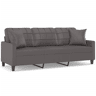 Sofá 3 lug. Sofá fixo c almofadas decorativas 180 cm couro artif. cinza