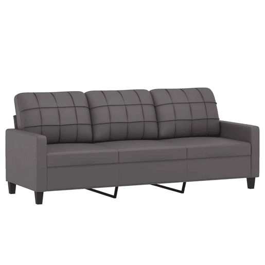 Sofá 3 lug. Sofá fixo c almofadas decorativas 180 cm couro artif. cinza Sofá 3 lug. Sofá fixo c almofadas decorativas 180 cm couro artif. cinza