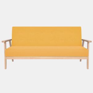 Sofá de 3 lugares - Sofá fixo tecido amarelo