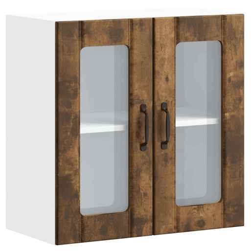 Armário de parede de cozinha - Cozinha modular porta vidro carvalho fumado