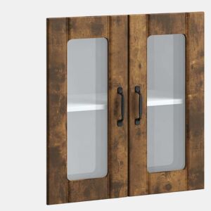 Armário de parede de cozinha - Cozinha modular porta vidro carvalho fumado