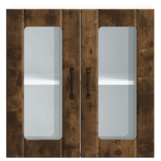Armário de parede de cozinha - Cozinha modular porta vidro carvalho fumado