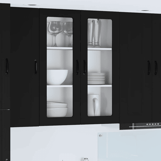 Armário de cozinha suspenso - armario de cocina colgante com porta Preto 80 x 31 x 100 cm