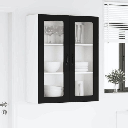 Armário de cozinha suspenso - armario de cocina colgante com porta Preto 80 x 31 x 100 cm