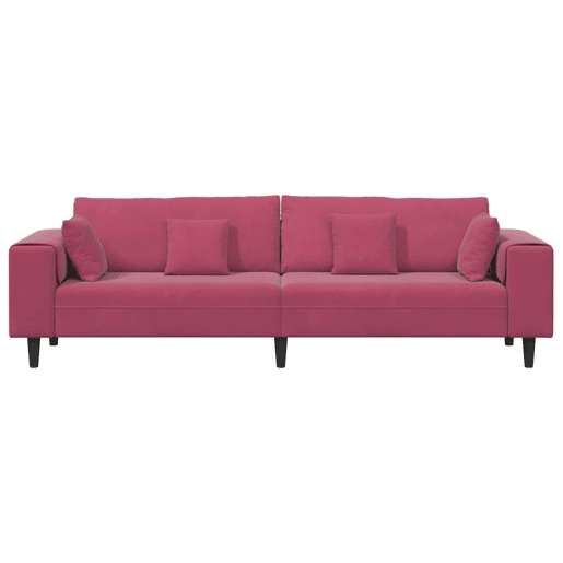 Sofá 3 lugares, Sofá fixo de Veludo com almofada Vinho Vermelho 208 cm Veludo