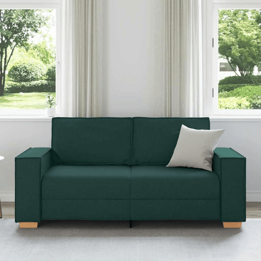 Sofá de 2 lugares - Sofá fixo verde escuro 140 cm tecido