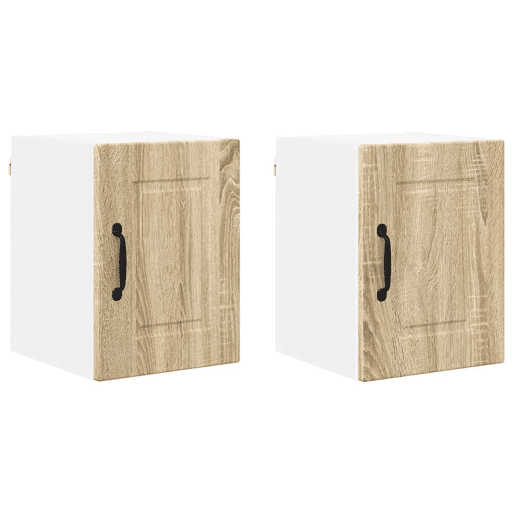 Lote de 2 Armários de cozinha suspendidos - Cozinha modular Colgantes com porta Carvalho Sonoma