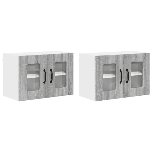 Lote de 2 Armários de cozinha suspendidos - Cozinha modular Colgantes Cinza Sonoma 60 x 31 x 40 cm